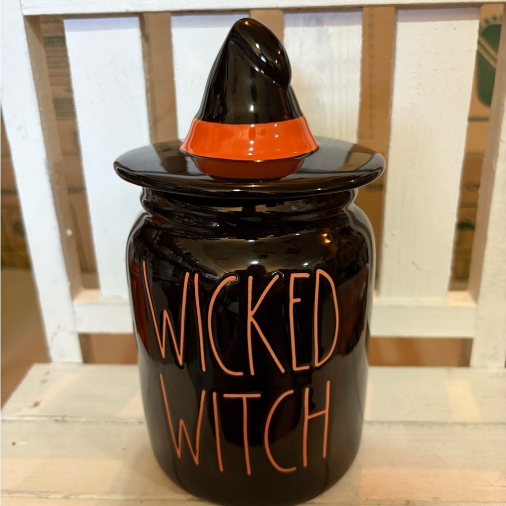 Rae Dunn Black and Orange Wicked Witch Jar